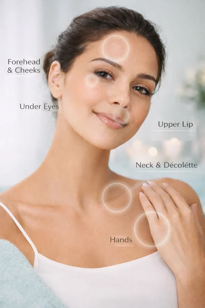 Areas Treated with Dermamelan Peeling